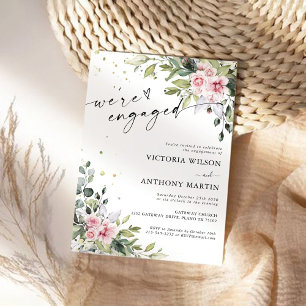 Blush Pink Greenery Engagement Party Invitation