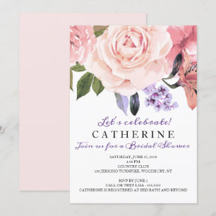 Blush Pink & Greenery Floral Bridal Shower Invitation