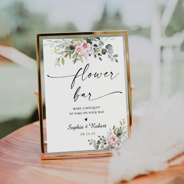 Blush Pink Greenery Flower Bar Sign (Creator Uploaded)