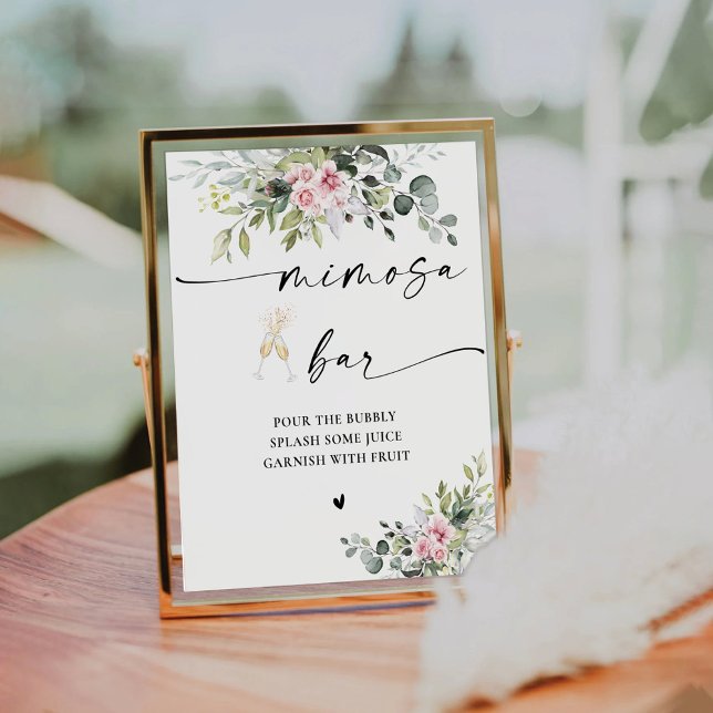 Blush Pink Greenery Mimosa Bar Sign (Creator Uploaded)