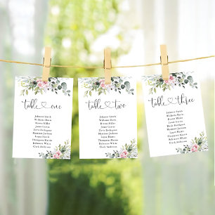 Blush Pink Greenery Table Number 3 Seating Chart
