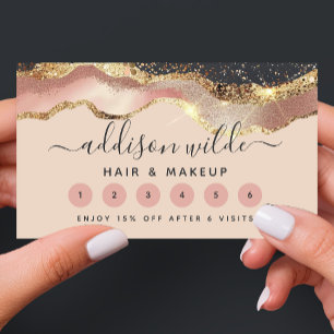 Blush Pink Grey And Gold Elegant Modern Script Loyalty Card