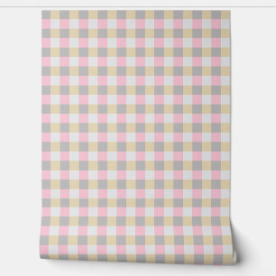 Blush pink, grey and yellow wallpaper