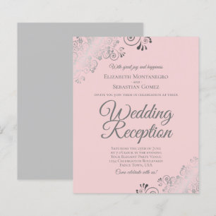 Blush Pink & Grey BUDGET Wedding Reception Invite