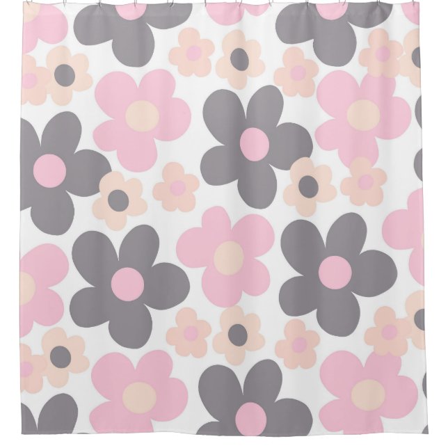 Blush Pink Grey Daisies Retro Dream #1 #retro #art (Front)
