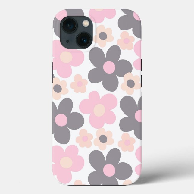 Blush Pink Grey Daisies Retro Dream #1 #retro #art Case-Mate iPhone Case (Back)