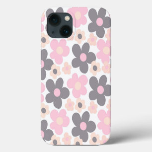Blush Pink Grey Daisies Retro Dream #1 #retro #art iPhone 13 Case