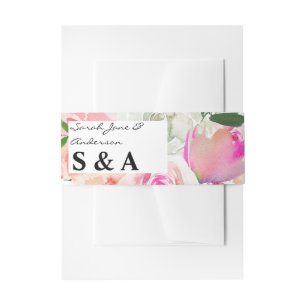 Blush Pink & Grey Floral Invitation Belly Band