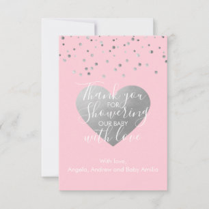 Blush Pink & Grey Girl Baby Shower Thank You PHOTO