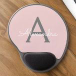 Blush Pink Grey Girly Script Monogram Name Modern Gel Mouse Pad<br><div class="desc">Blush Pink and Grey Monogram Add Your Own Name Mousepad (Mouse Pad). This makes the perfect sweet 16 birthday,  wedding,  bridal shower,  anniversary,  baby shower or bachelorette party gift for someone that loves glam luxury and chic styles.</div>