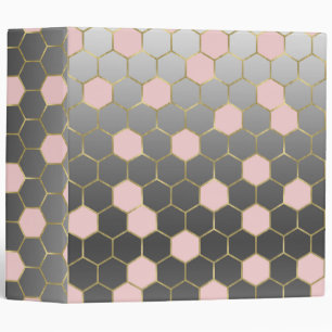 Blush Pink Grey & Gold Hexagon Modern Glam Binder