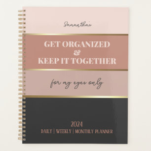 Blush Pink Grey Modern Elegant Feminine Script Planner