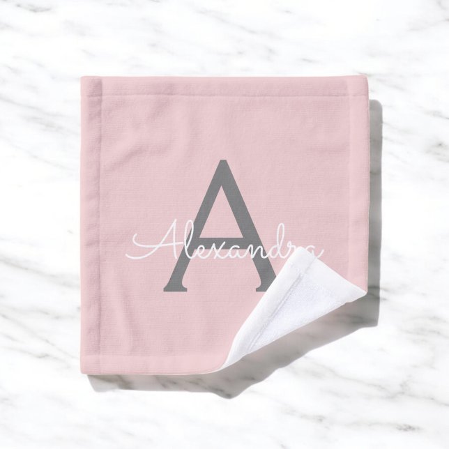 Blush Pink Grey Modern Script Girly Monogram (Créateur téléchargé)