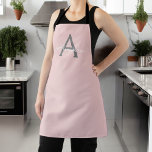 Blush Pink Grey Modern Script Girly Monogram Name Apron<br><div class="desc">Blush Pink and Grey Monogram Name Apron. This makes the perfect sweet 16 birthday,  wedding,  bridal shower,  anniversary,  baby shower or bachelorette party gift for someone that loves glam luxury and chic styles.</div>