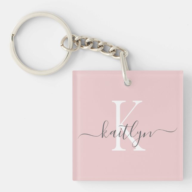 Blush Pink Grey Nom initial Monogramme (Devant)