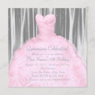 Blush Pink Grey Quinceañera Invitation