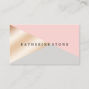 Blush pink, grey & rose gold geometric triangles business card