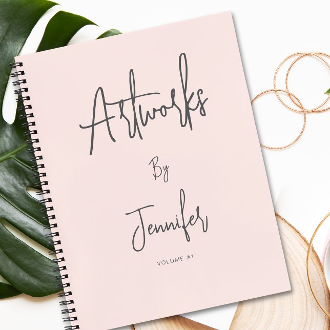 Blush Pink Grey Script Name Artwork Sketchbook  Notebook (Creator Uploaded)