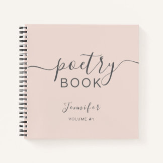 Blush Pink Grey Script Your Name Poetry Notebook