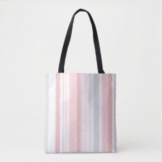 Blush Pink Grey Watercolor Striped Tote Bag