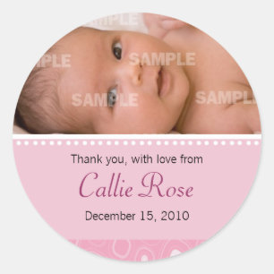 Blush Pink Gumdrop Baby Message Classic Round Sticker