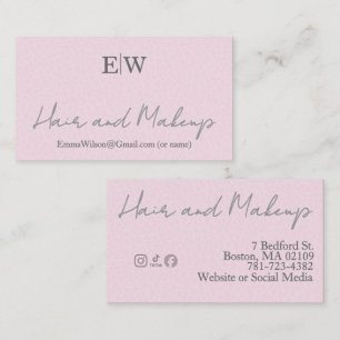  Blush Pink Hair & Beauty Business Card SM Icons