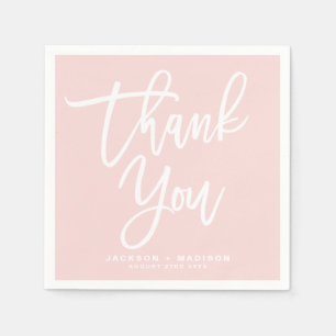 Blush Pink Hand Lettered Script Thank You Napkin