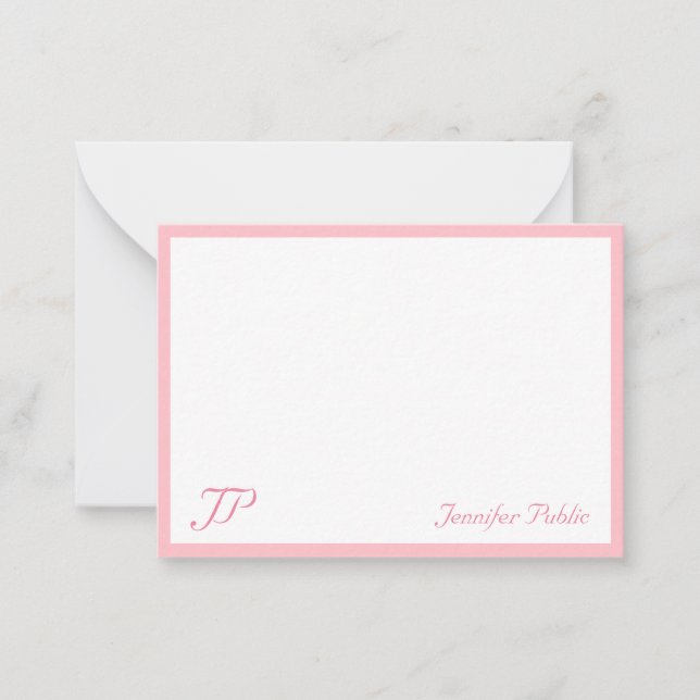 Blush Pink Hand Script Name Monogram Chic Template (Front)