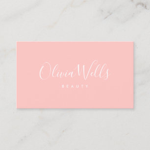Blush Pink Handwritten Script Social Media Icons Business Card