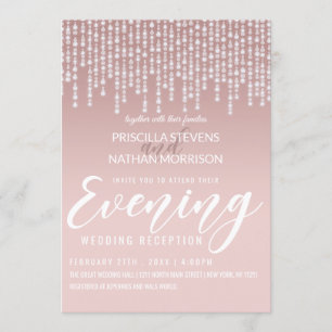 Blush Pink Hanging Diamond Lights Evening Invitation