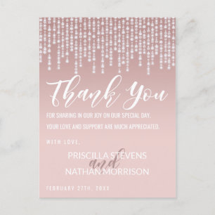 Blush Pink Hanging Diamond Lights Thank You Postcard