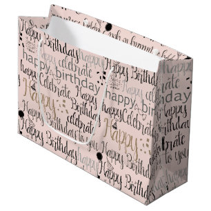 Blush Pink Happy Birthday   Large Gift Bag