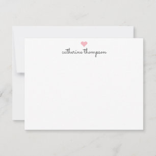 Blush Pink Heart Feminine Script Girly Chic Stripe Card