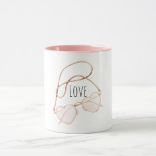 Blush Pink Heart Glasses Mug