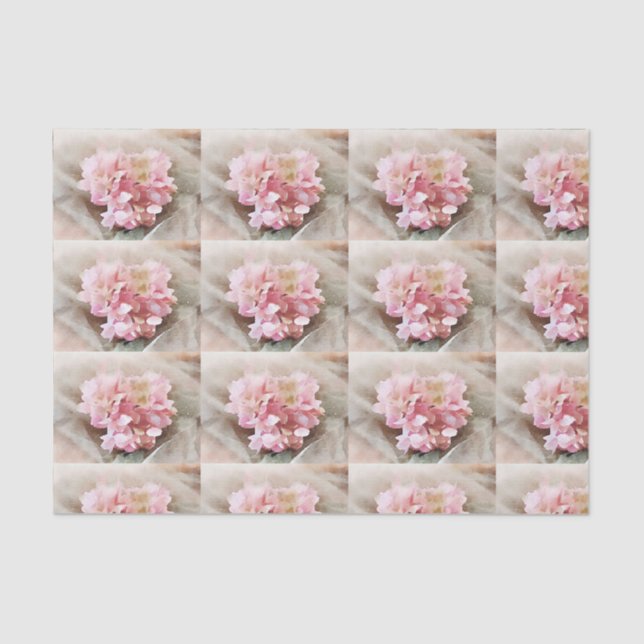 Blush Pink Heart Hydrangea Tiles for decoupage Tissue Paper (Front)