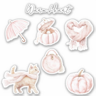 Blush Pink Heart Scarf Cat Umbrella Pumpkin