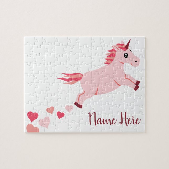Blush Pink Heart Unicorn Jigsaw Puzzle (Horizontal)