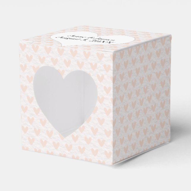 Blush Pink Hearts Favor Box (Front Side)