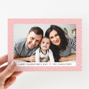 Blush Pink Hearts   Valentine's Day Photo Card