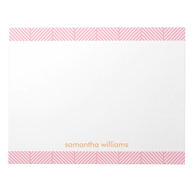 Blush Pink Herringbone Pattern Notepad (Front)