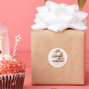 Blush Pink Highland Cow Fall Pumpkin stickers