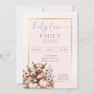 Blush Pink Holy Cow Girl Baby Invitation