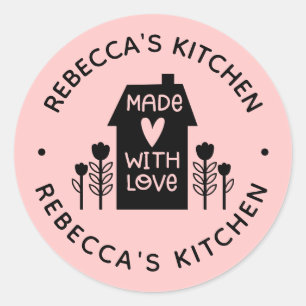 Blush Pink Homemade With Love Classic Round Sticke Sticker