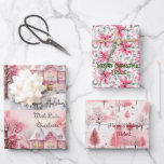 Blush Pink House Christmas Tree Poinsettia Custom Wrapping Paper Sheet<br><div class="desc">Elevate your holiday gift presentation with our Blush Pink House Christmas Tree Poinsettia Custom Wrapping Paper Sheets. This set of three features a charming design with blush pink houses,  festive Christmas trees,  and elegant poinsettias. Personalize these sheets to make your gifts stand out and create a memorable holiday experience</div>