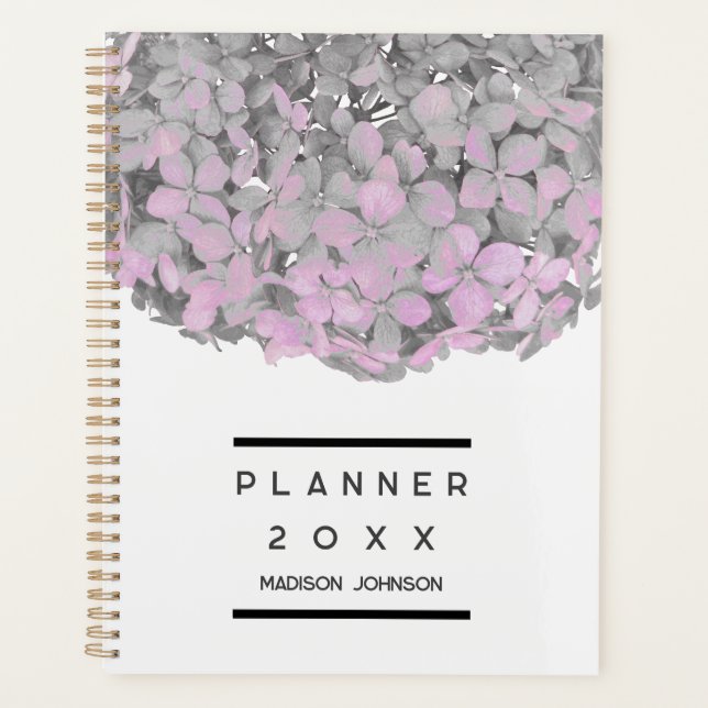 Blush Pink Hydrangea Floral Personalized Planner (Front)