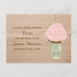 Blush Pink Hydrangea & Mason Jar Bridal Shower Invitation Postcard