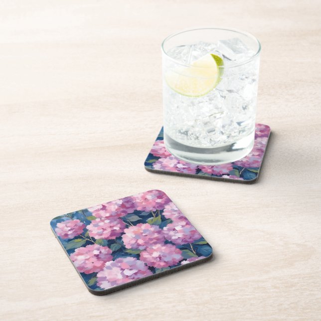 Blush Pink Hydrangeas Floral Coaster (Right Side)
