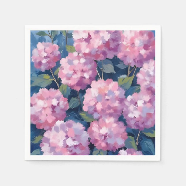 Blush Pink Hydrangeas Floral Napkin (Front)