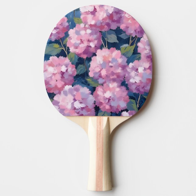 Blush Pink Hydrangeas Floral Ping Pong Paddle (Front)