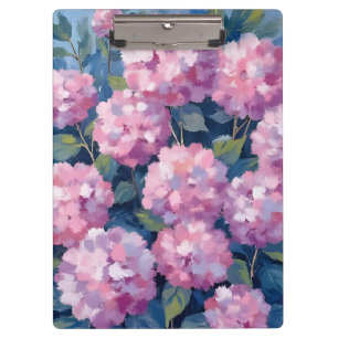 Blush Pink Hydrangeas Floral Watercolor Clipboard